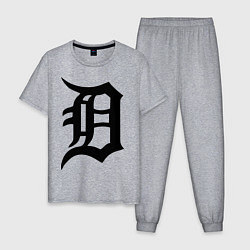 Пижама хлопковая мужская Detroit Tigers, цвет: меланж