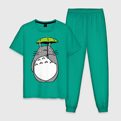 Пижама хлопковая мужская Totoro с зонтом, цвет: зеленый