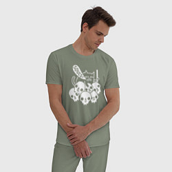 Пижама хлопковая мужская Cat Got Your Soul, цвет: авокадо — фото 2