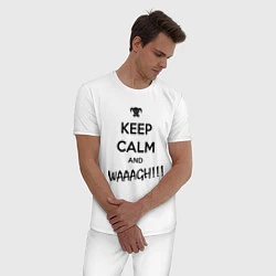 Пижама хлопковая мужская Keep Calm & WAAAGH, цвет: белый — фото 2
