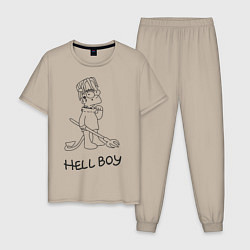 Пижама хлопковая мужская Bart: Hell Boy, цвет: миндальный