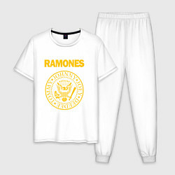 Пижама хлопковая мужская Ramones, цвет: белый
