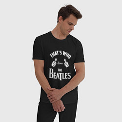 Пижама хлопковая мужская That's Who Loves The Beatles, цвет: черный — фото 2