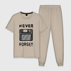 Пижама хлопковая мужская Never Forget, цвет: миндальный
