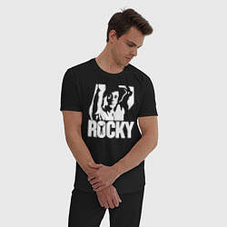 Пижама хлопковая мужская Rocky Balboa, цвет: черный — фото 2