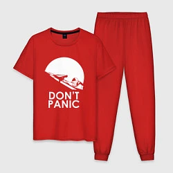 Пижама хлопковая мужская Elon: Don't Panic, цвет: красный