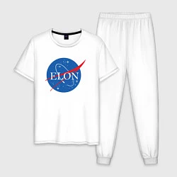 Пижама хлопковая мужская Elon NASA, цвет: белый