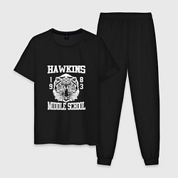 Пижама хлопковая мужская Hawkins Middle School, цвет: черный