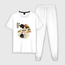 Пижама хлопковая мужская Geisha Cosmonaut, цвет: белый