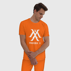 Пижама хлопковая мужская Monsta X, цвет: оранжевый — фото 2