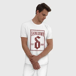 Пижама хлопковая мужская Shinedown est 2001, цвет: белый — фото 2