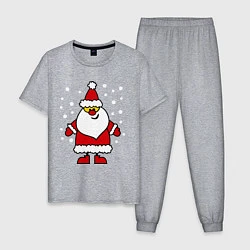 Пижама хлопковая мужская Веселый Дед Мороз, цвет: меланж