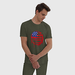 Пижама хлопковая мужская Кровавая Америка цвета меланж-хаки — фото 2