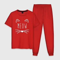 Пижама хлопковая мужская Meow, цвет: красный