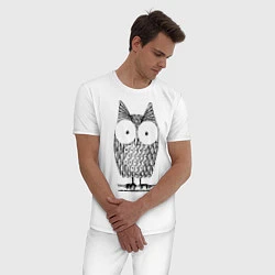 Пижама хлопковая мужская Owl grafic, цвет: белый — фото 2