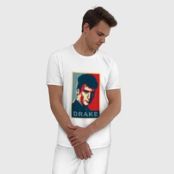 Пижама хлопковая мужская Drake, цвет: белый — фото 2