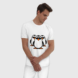 Пижама хлопковая мужская Банда пингвинов, цвет: белый — фото 2