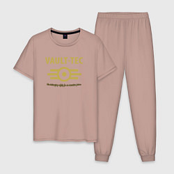 Пижама хлопковая мужская Vault Tec, цвет: пыльно-розовый