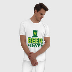 Пижама хлопковая мужская Beer day, цвет: белый — фото 2