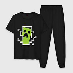 Пижама хлопковая мужская Crash Minecraft, цвет: черный