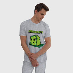 Пижама хлопковая мужская Minecraft Creeper, цвет: меланж — фото 2