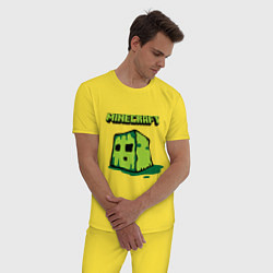 Пижама хлопковая мужская Minecraft Creeper, цвет: желтый — фото 2