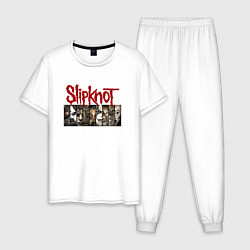 Пижама хлопковая мужская Slipknot Faces, цвет: белый