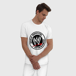 Пижама хлопковая мужская World wrestling entertainment, цвет: белый — фото 2