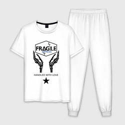 Пижама хлопковая мужская Fragile Express, цвет: белый