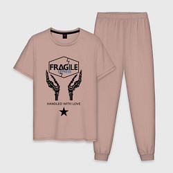 Пижама хлопковая мужская Fragile Express, цвет: пыльно-розовый
