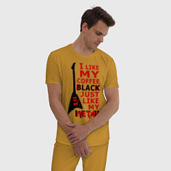 Пижама хлопковая мужская Mindless Self Indulgence - Coffee black, цвет: горчичный — фото 2
