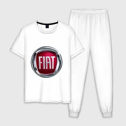 Пижама хлопковая мужская FIAT logo, цвет: белый