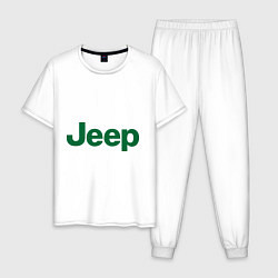 Пижама хлопковая мужская Logo Jeep, цвет: белый