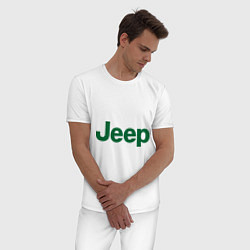 Пижама хлопковая мужская Logo Jeep, цвет: белый — фото 2