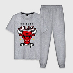 Пижама хлопковая мужская Chicago Bulls est. 1966, цвет: меланж