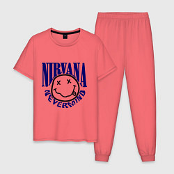 Пижама хлопковая мужская Nevermind Nirvana, цвет: коралловый