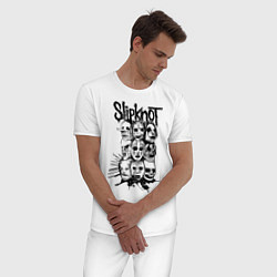 Пижама хлопковая мужская Slipknot Faces, цвет: белый — фото 2