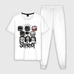 Пижама хлопковая мужская Slipknot Masks, цвет: белый