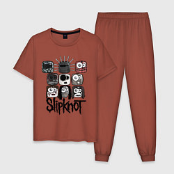 Пижама хлопковая мужская Slipknot Masks цвета кирпичный — фото 1