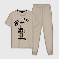 Пижама хлопковая мужская Bender monochrome, цвет: миндальный