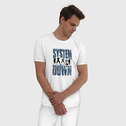 Пижама хлопковая мужская System of a Down большое лого, цвет: белый — фото 2