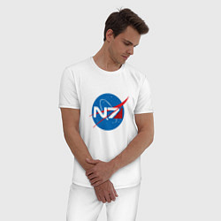 Пижама хлопковая мужская NASA N7, цвет: белый — фото 2