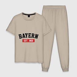 Пижама хлопковая мужская FC Bayern Est. 1900, цвет: миндальный