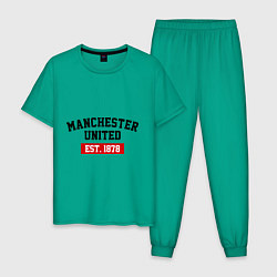 Пижама хлопковая мужская FC Manchester United Est. 1878, цвет: зеленый