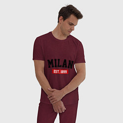 Пижама хлопковая мужская FC Milan Est. 1899, цвет: меланж-бордовый — фото 2