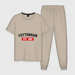 Пижама хлопковая мужская FC Tottenham Est. 1882 цвета миндальный — фото 1