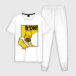 Пижама хлопковая мужская Homer D'OH!, цвет: белый