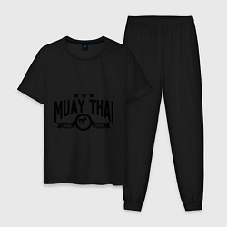 Пижама хлопковая мужская Muay thai boxing, цвет: черный
