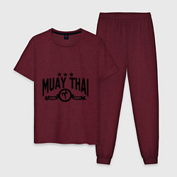 Пижама хлопковая мужская Muay thai boxing, цвет: меланж-бордовый