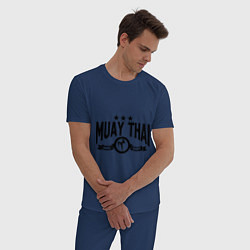Пижама хлопковая мужская Muay thai boxing, цвет: тёмно-синий — фото 2